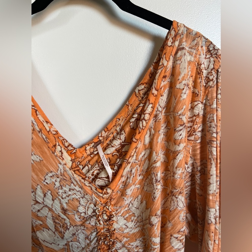Free People Floral Say The Word Asymmetrical Ruched Top - Picture 3 of 8